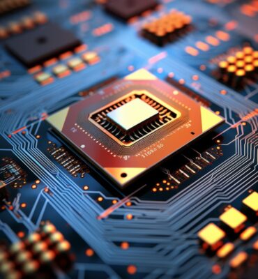 Imagen macro de un chip de computadora