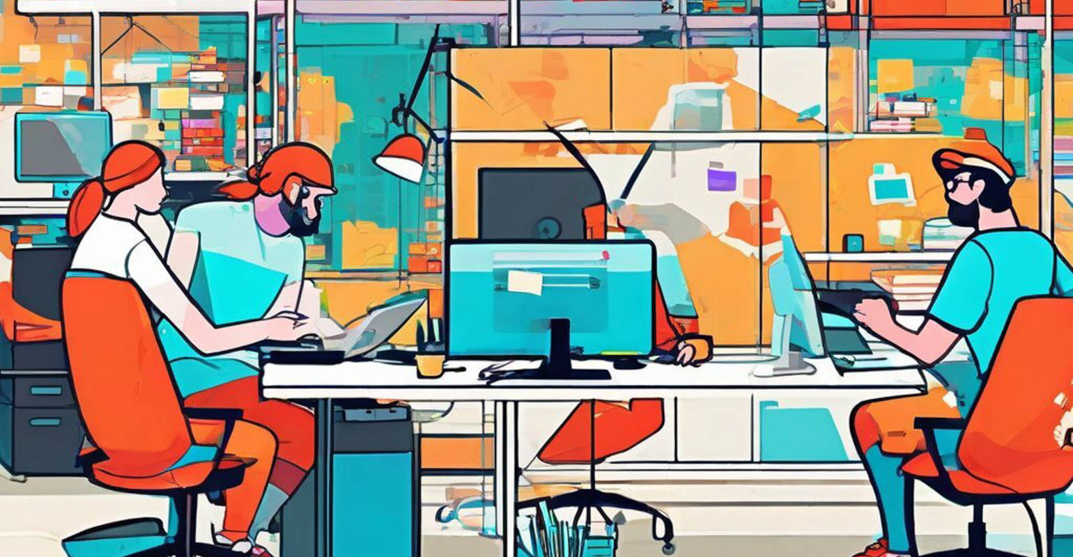 Ilustraci&oacute;n de oficina moderna