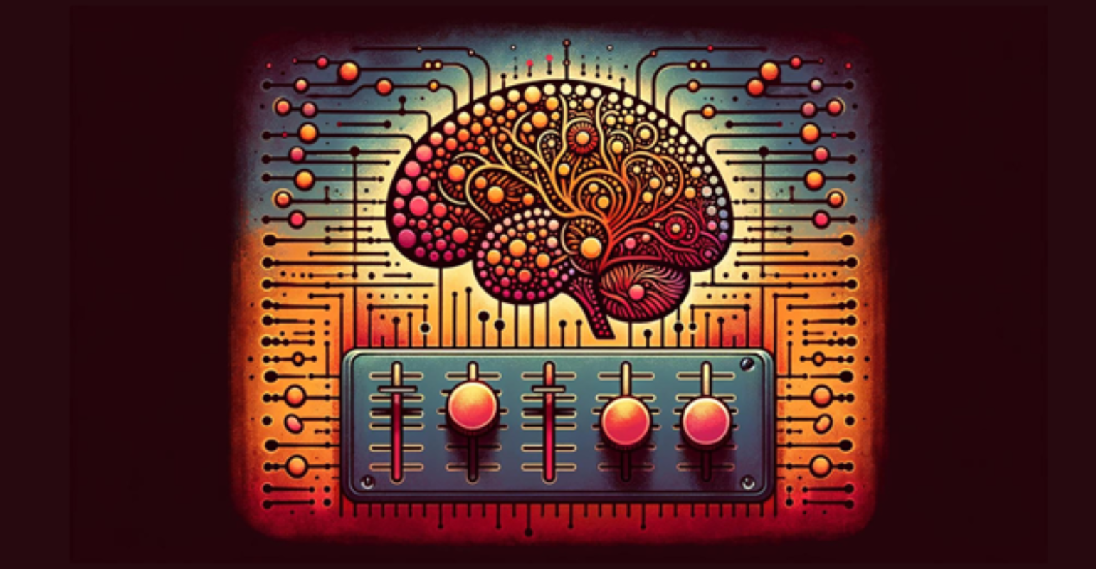 Ilustraci&oacute;n de fine tuning, un ecualizador con perillas simulando ser los ajustes de una red neuronal