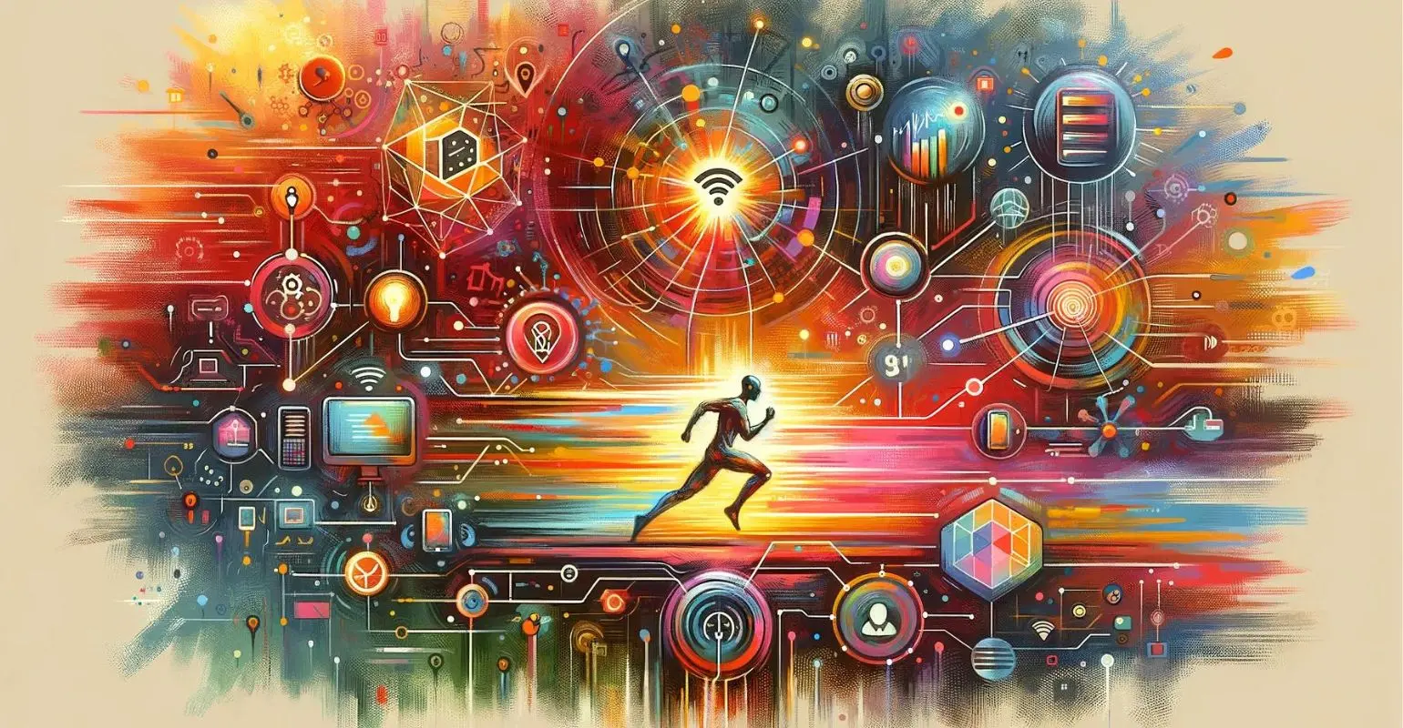 Banners entradas del blog (3) imagen ilustrada por Dalle que muestra la relación entre el IoT y la IA