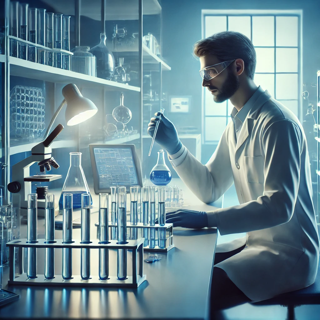 Ilustraci&oacute;n creada por Dall.e que presenta a un especialista en I+D