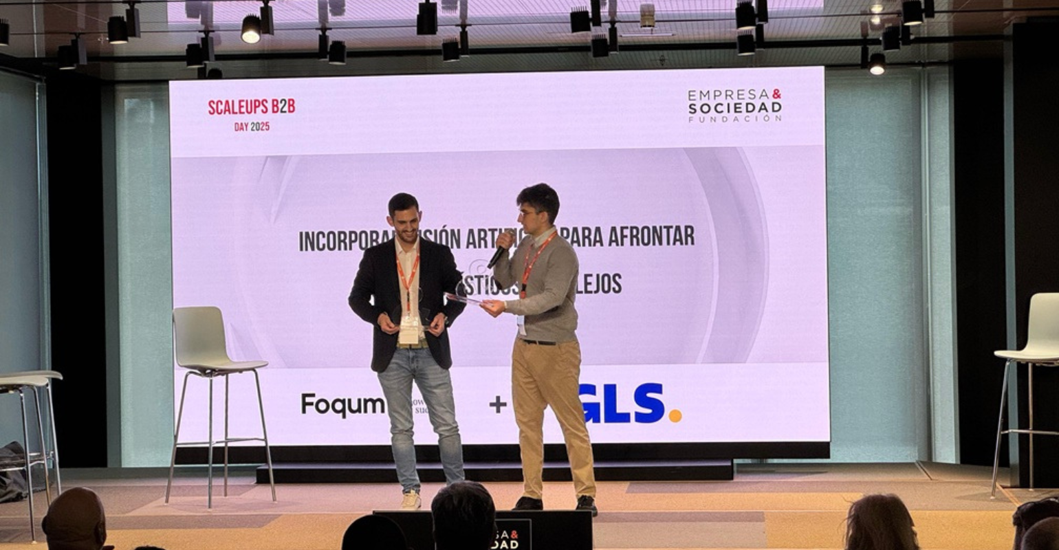 Palabras de agradecimiento por parte de Daniel Restrepo en nombre de Foqum, al momento de recibir el Premio Scaleup B2B en la categor&iacute;a de Operaciones